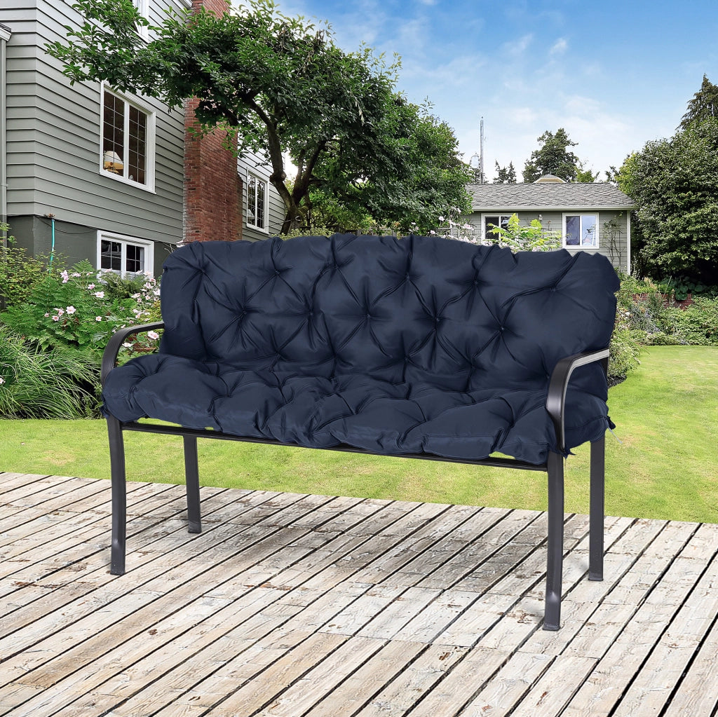 Cuscino per panca blu 150 x 98 x 8 cm con sei lacci
