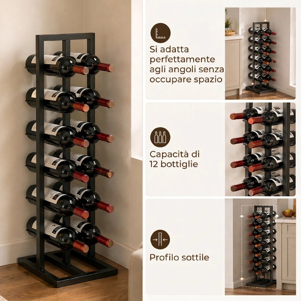 Portabottiglie Vino da Terra in Metallo ¨C Xylo ¨C 12 Bottiglie Nero