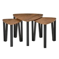 Set di 3 Tavolini da Caffè di Design Diverse Grandezze Finitura in Noce