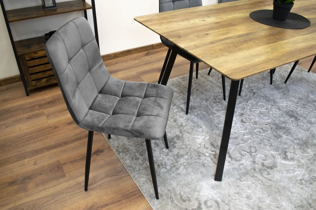 Sedia Valora PYRA in velluto grigio scuro, design moderno x2