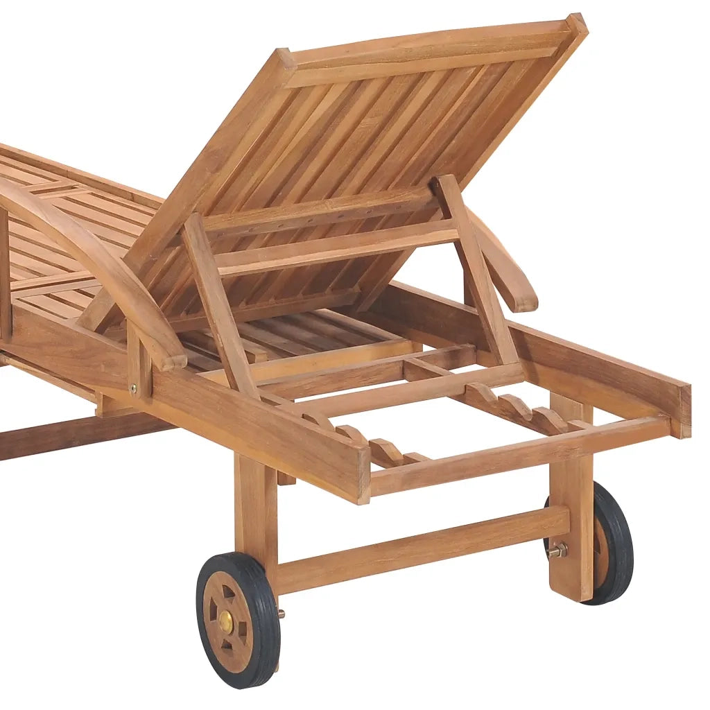 Sdraio 2 pz con Tavolo e Cuscino Crema Legno Massello di Teak 3063008