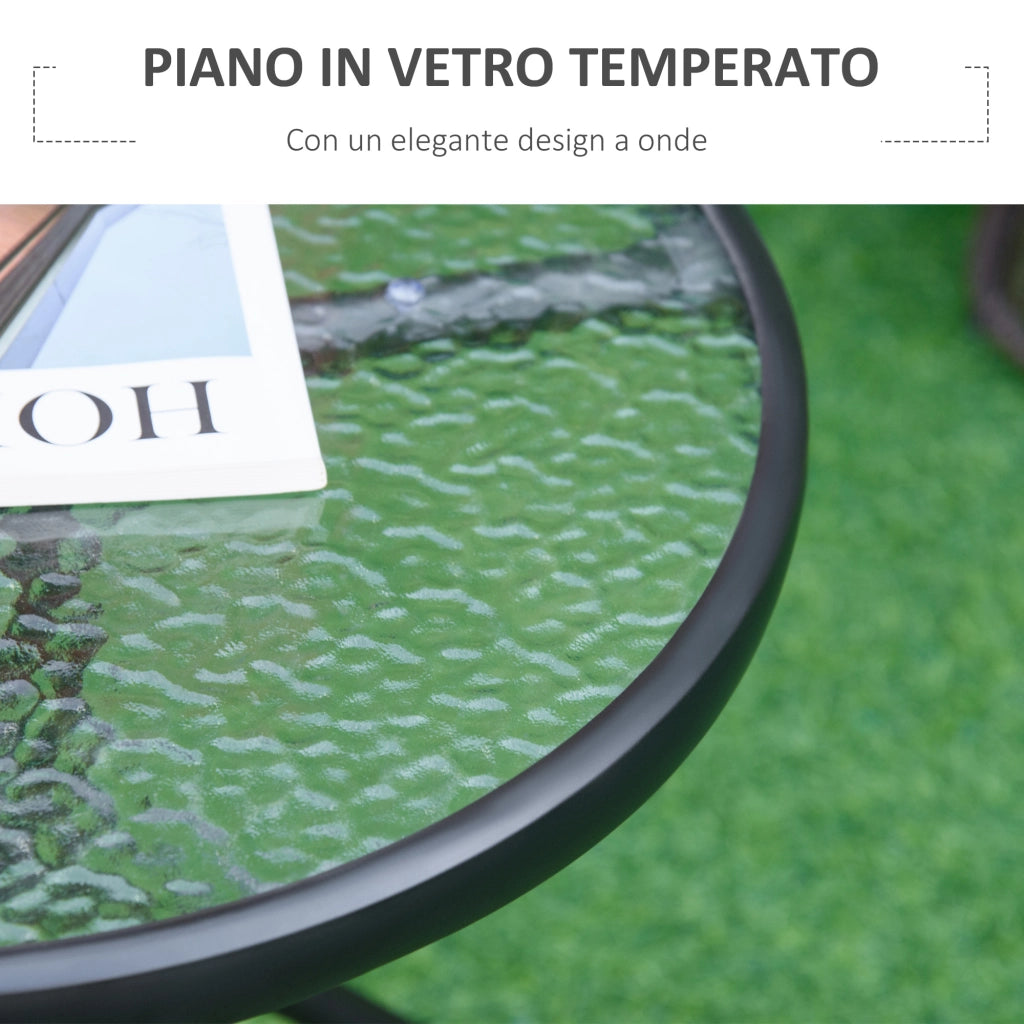 Tavolino da Caff¨¨ Rotondo in Vetro e Metallo ¨C Xylo ¨C Nero ¦µ50x55cm