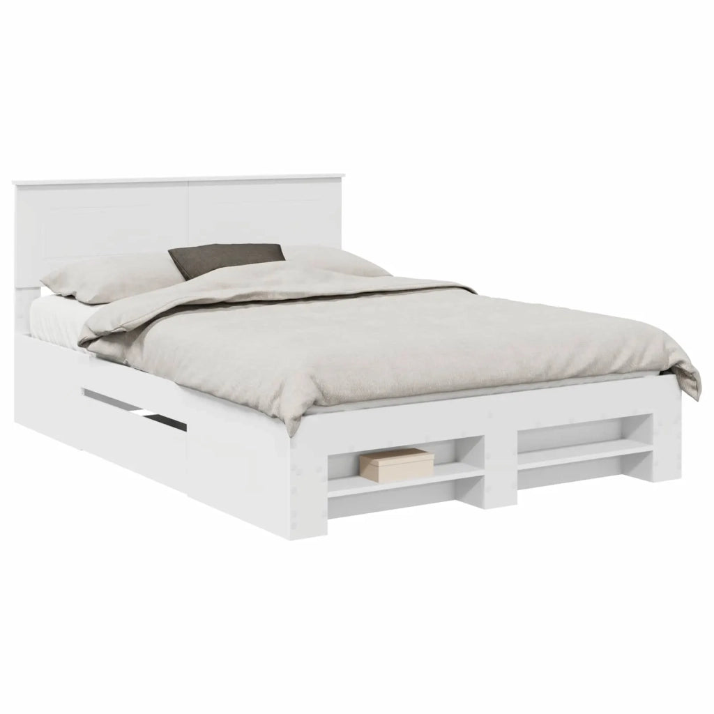 Struttura del letto-Giroletto-Rete del Letto Bianco 140 x 200 cm Legno multistrato 907571