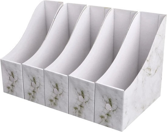 Cassa per riviste e organizzatore di archiviazione - Impermeabile - 5 pezzi - Marmoreizzato - Cartone