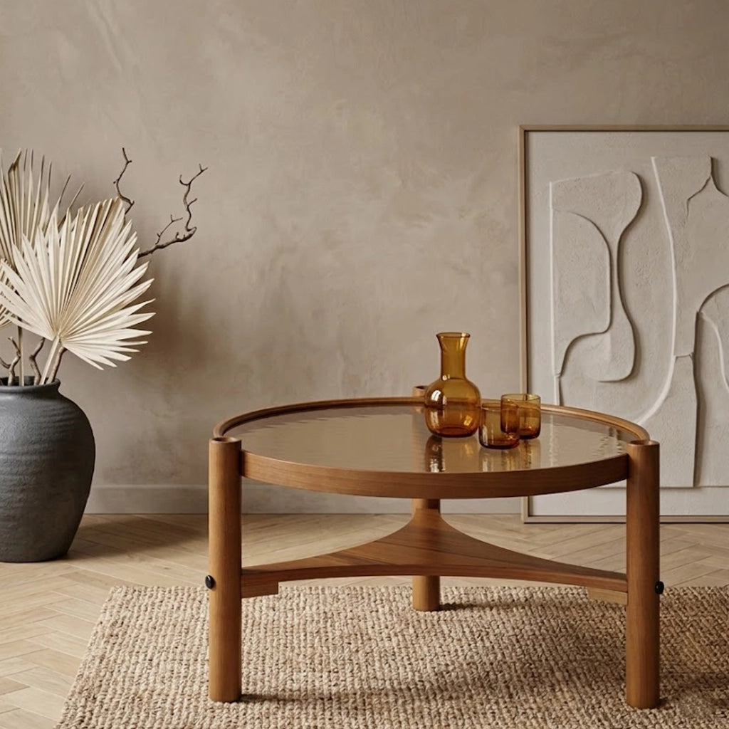 Canterano, Tavolino da Salotto un Vano, 100x100x46h cm Marrone Noce