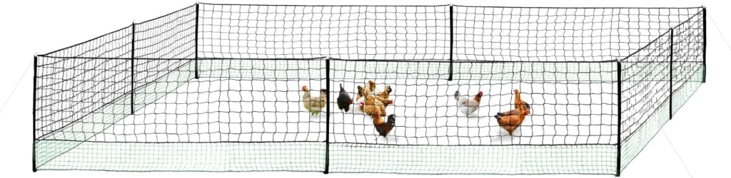 Kit recinzione rete per galline 24 m con porta 9 picchetti doppia punta
