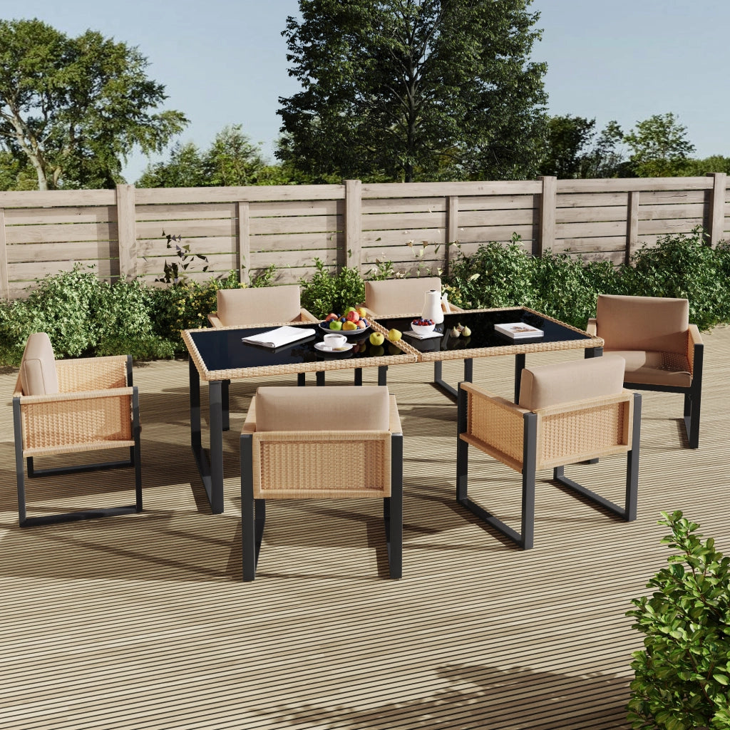 Set Tavolo e Sedie da Giardino Polyrattan 6 Posti con Cuscini ¨C MINIMAL ¨C Antracite