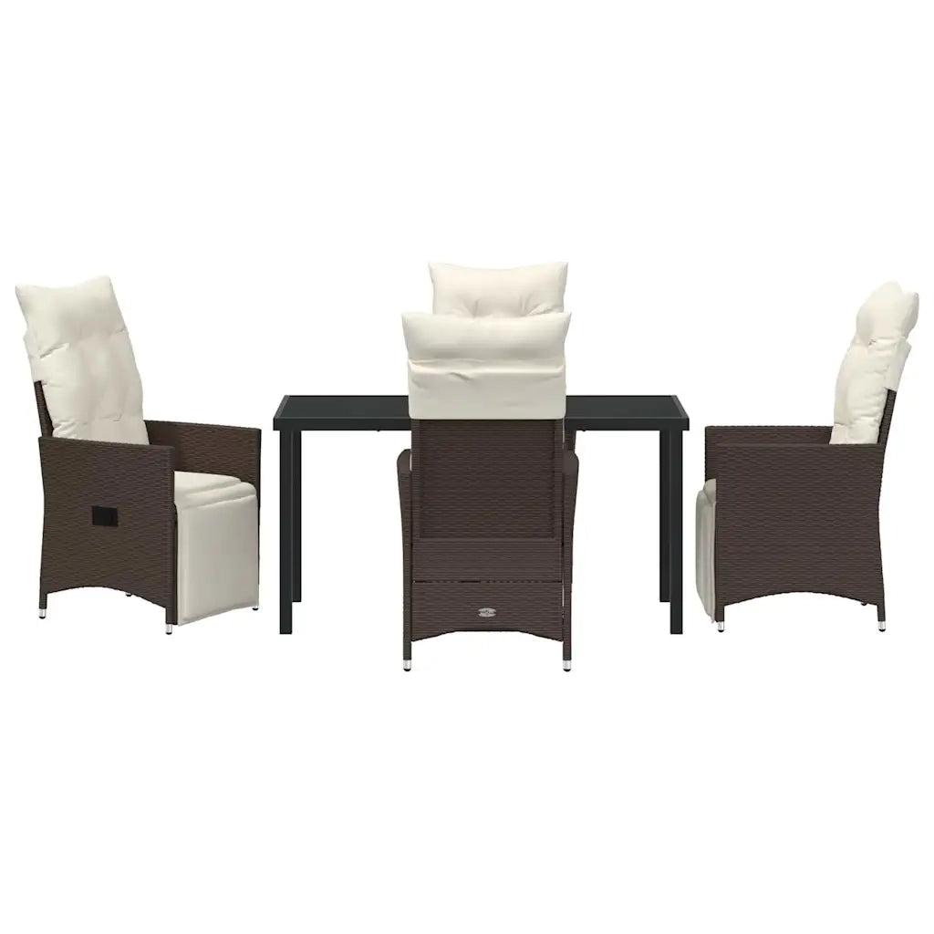 Set da Pranzo per Giardino con cuscino 5 pcs Marrone polyrattan 3379571
