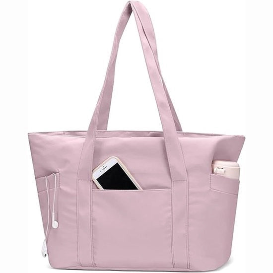 Borsa da viaggio/laptop, essenziale per le tue escursioni, grande shopper con chiusura a zip e maniglia superiore, adatta per viaggi e lavoro - rosa