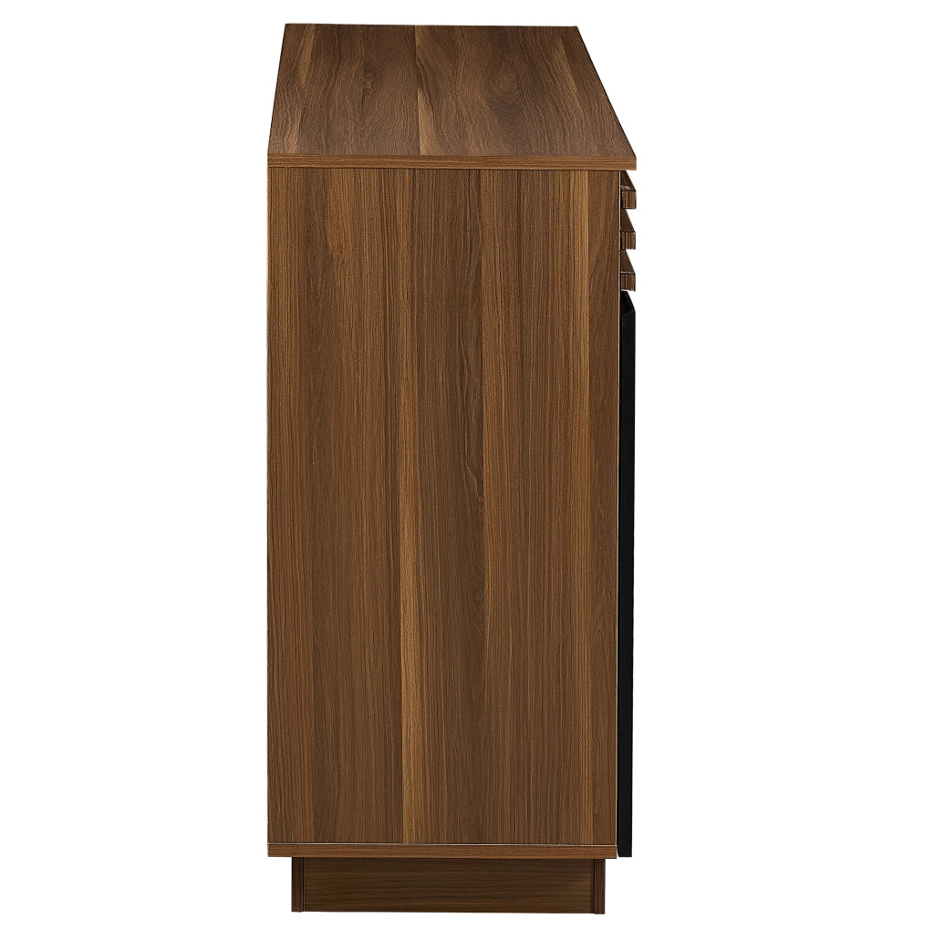 Credenza ULEVR 150x40x85 cm con 4 ante e 2 cassetti, mobile contenitore in MDF nero e marrone