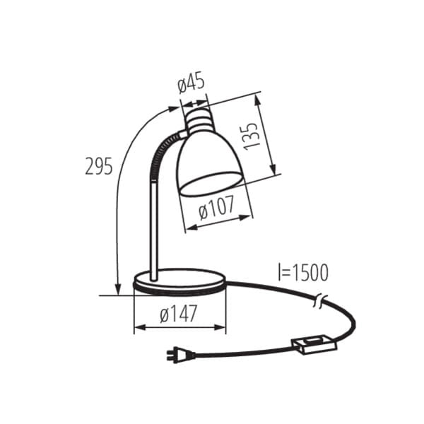 Lampada da scrivania Kanlux ZARA 7561 cromo/nero E14