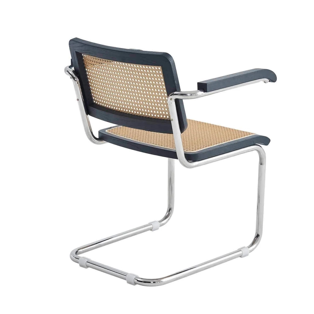 LÚZETE - POLTRONA WEBSTER RETTO NERO RATTAN NATURALE