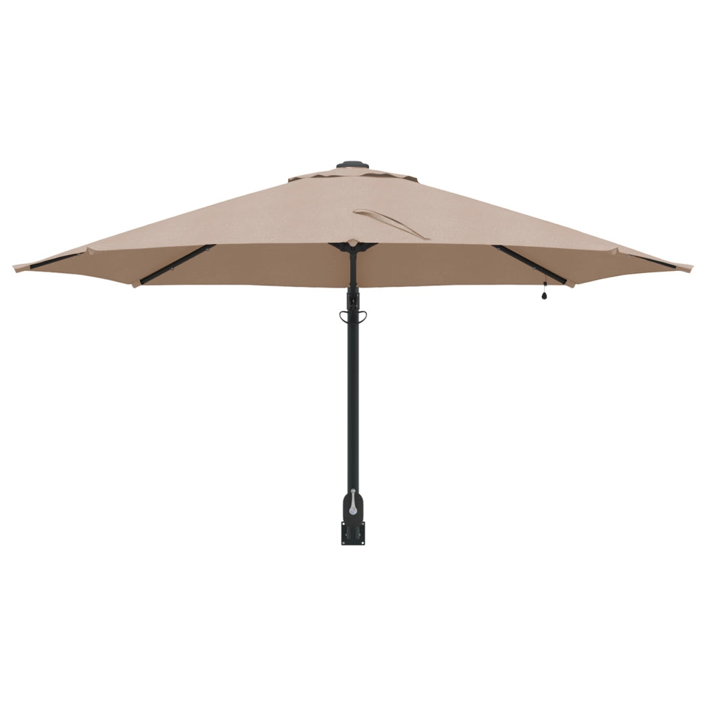 Ombrellone da Giardino Montato a Muro con LED Tortora 248 cm