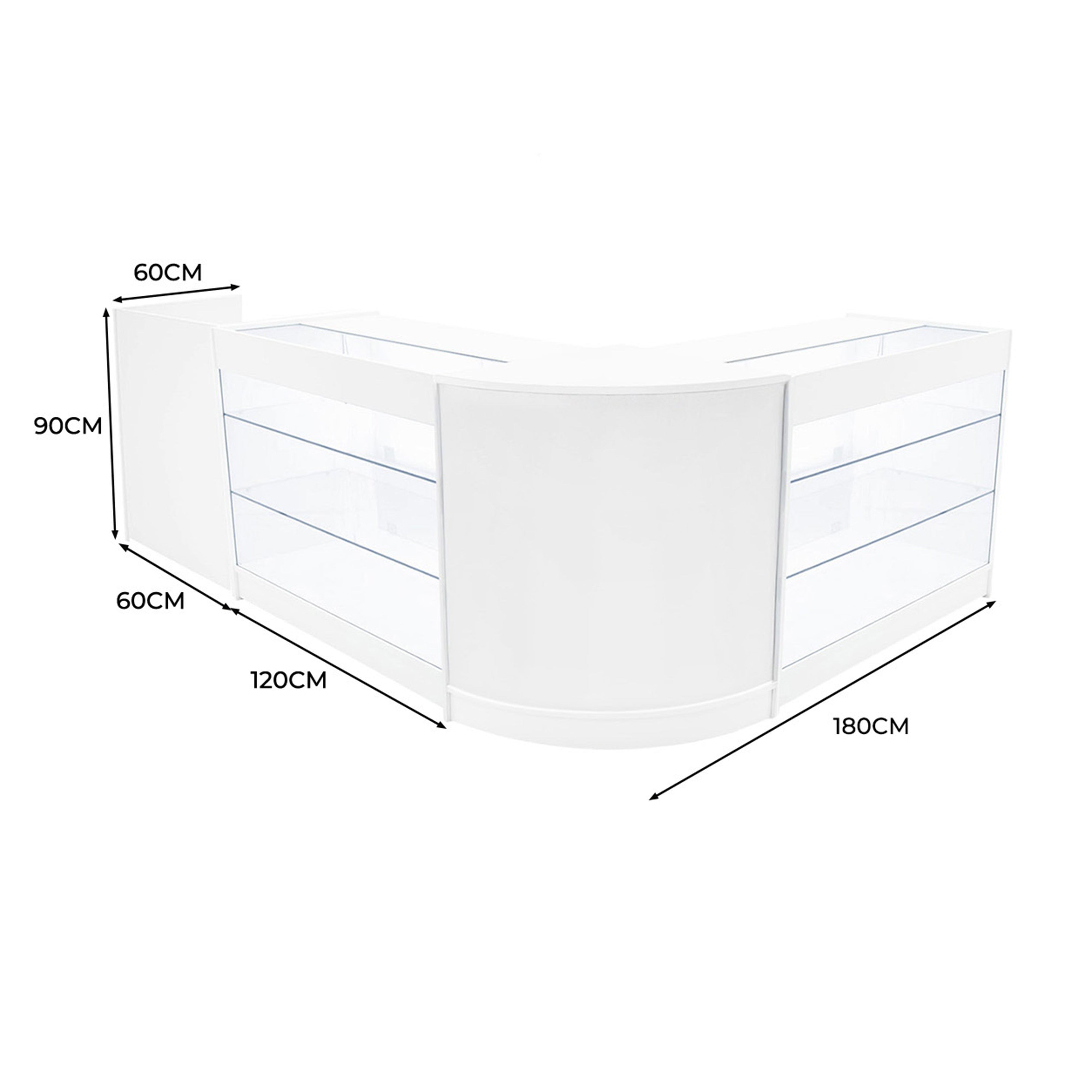 Set Banconi LED Bianco Aries K1200 CM60 TB60 Vetrina Negozio con Serratura