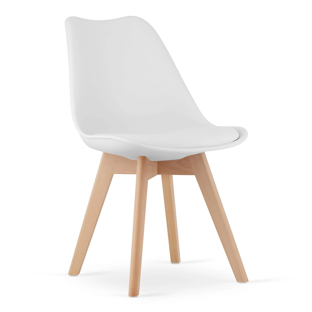 Sedie Valora RIKX bianche con cuscino e gambe in legno x2
