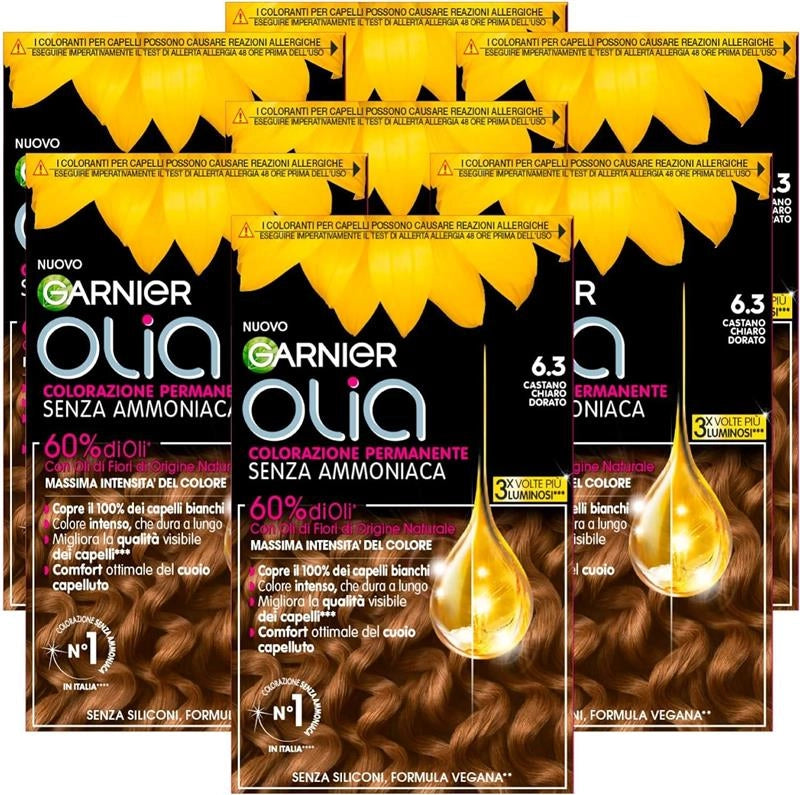 GARNIER OLIA SET 7 CONFEZIONI DI TINTA CAPELLI 6.3 CASTANO CHIARO DORATO