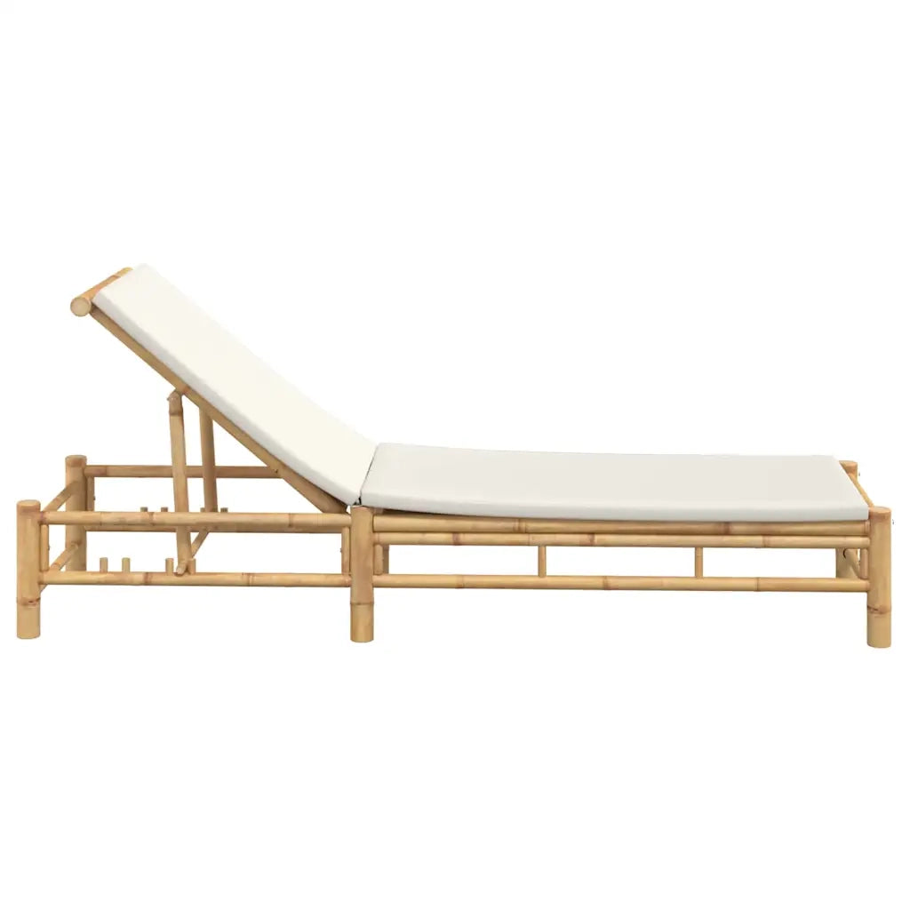 Lettino Prendisole con Cuscini 55x199x30 cm in Bambù 4108226