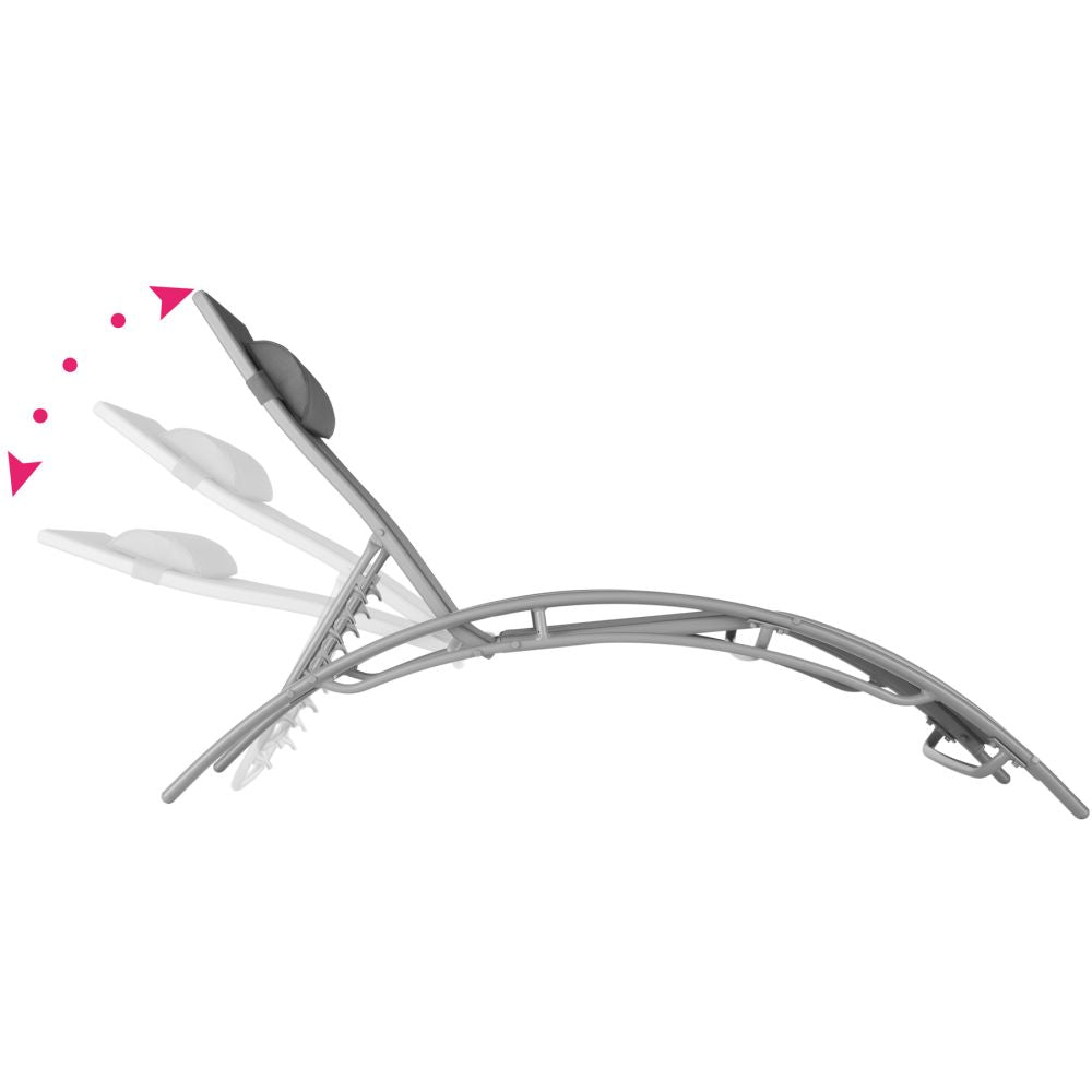 Set di 2 lettini prendisole con cuscino per la testa grigio 2208196