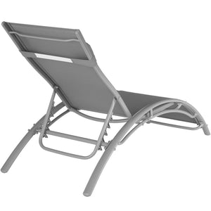 Set di 2 lettini prendisole con cuscino per la testa grigio 2208196