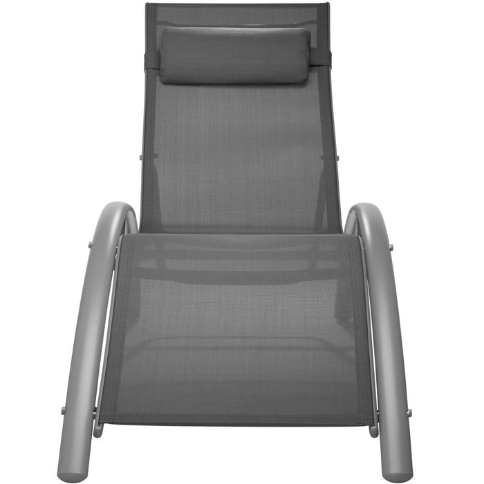 Set di 2 lettini prendisole con cuscino per la testa grigio 2208196