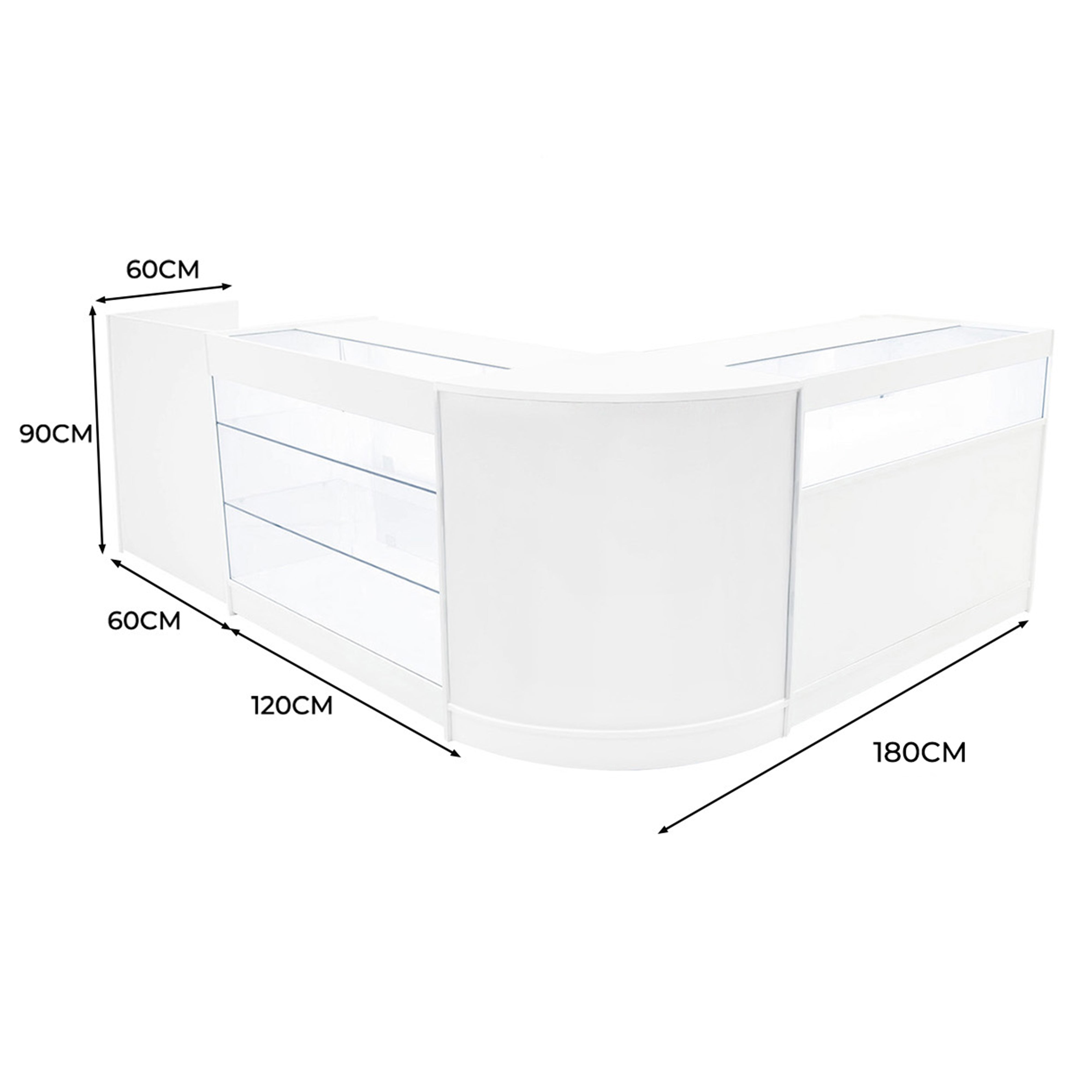 Set Banconi Bianco Polaris LED K1200 B1200 CM60 TB60 con Serratura e Vetrina