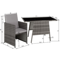 Mobile da giardino in rattan sintetico intrecciato in resina 2 posti grigio 2108061