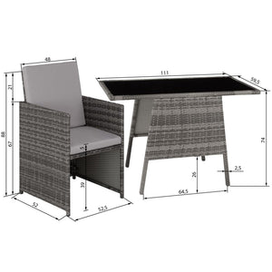 Mobile da giardino in rattan sintetico intrecciato in resina 2 posti grigio 2108061