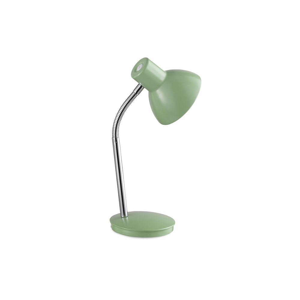 Lampada Da Scrivania Moderna Play Metallo Cromo Verde 1 Luce E14