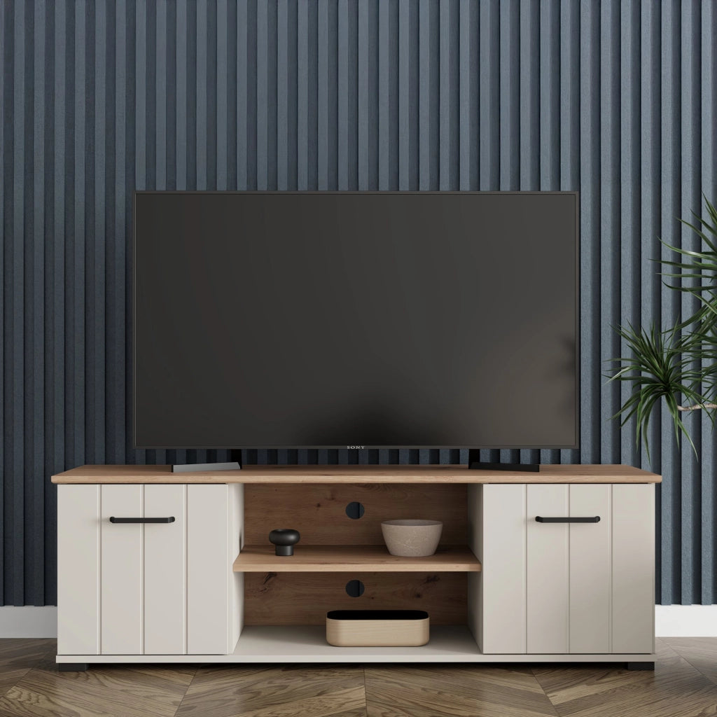 Valda, Mobile Porta tv 2 Ripiani, 137x40x44h cm Beige