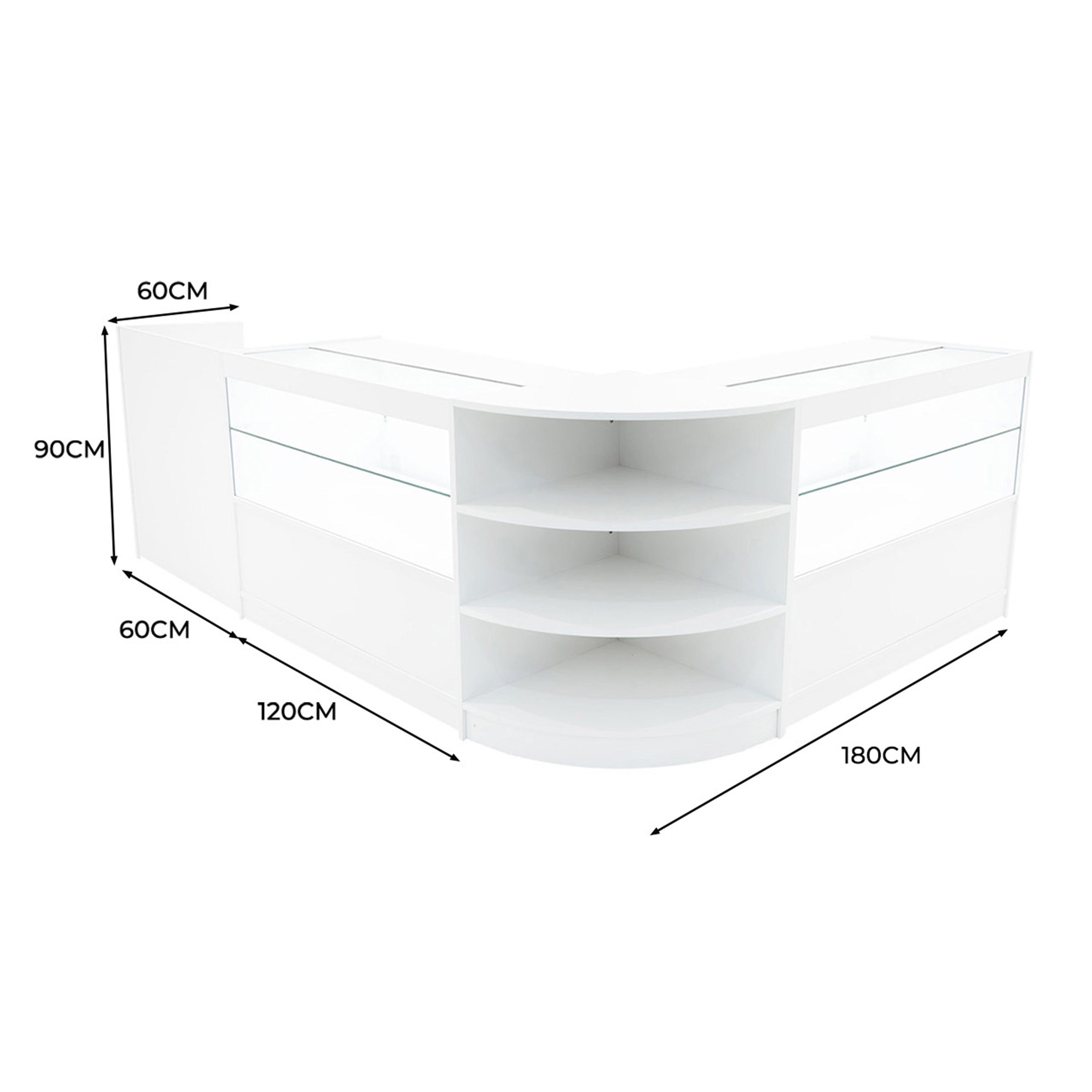 Set Banconi Bianco Eclipse LED 2 x C1200 LM60 TB60 con Serrature e Vetrina