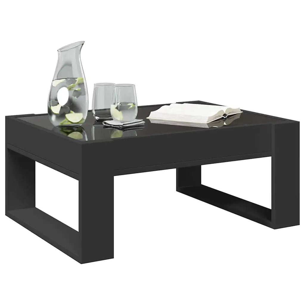 vidaXL Tavolino da Salotto con LED Infinity Nero 70x53x30 cm