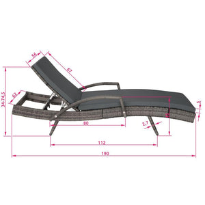 Lettino prendisole sdraio mobile da giardino 5 posizioni grigio 2208056