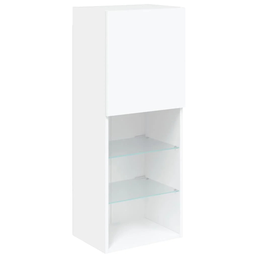 Mobile TV multimediale scaffale TV credenza mobile TV sala da pranzo soggiorno camera da letto con illuminazione a LED 5 pezzi legno ingegnerizzato bianco 02_0029377