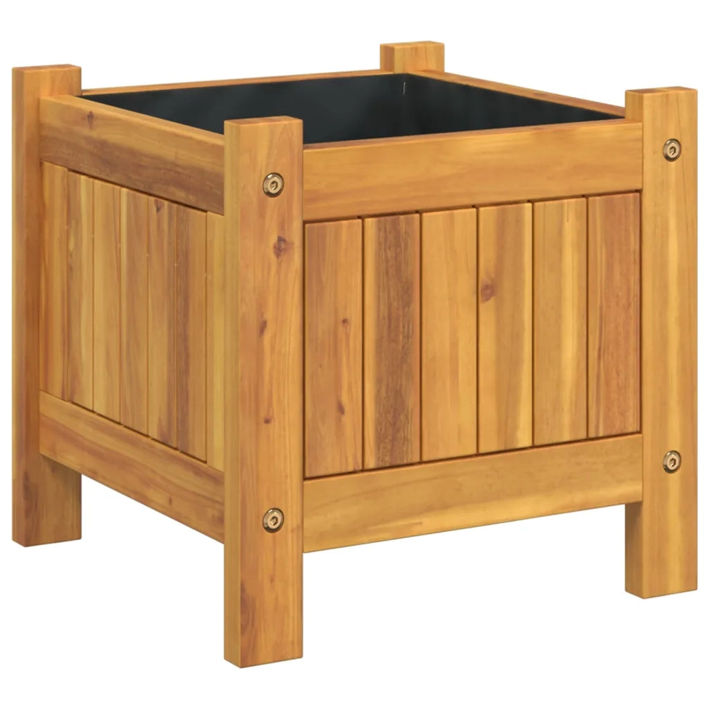 Fioriera Giardino con Rivestimento 31x31x30 cm Massello Acacia 366428