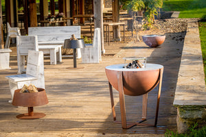 Barbecue a Legna Ø80x80 cm Iris in Acciaio Effetto Ruggine