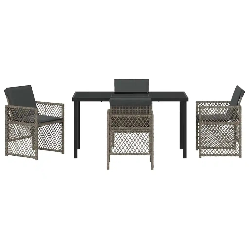 Set da Pranzo per Giardino 5 pcs Grigio polyrattan 3380626