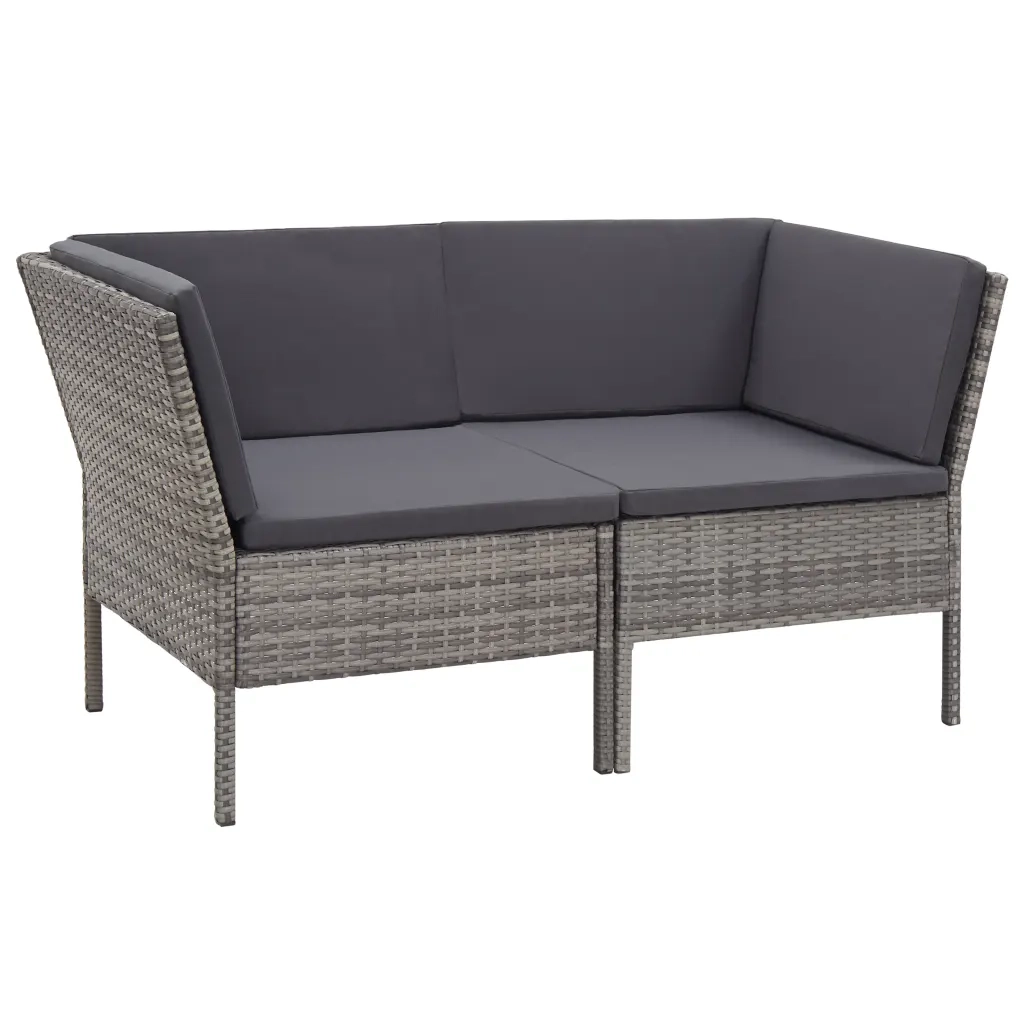 Set Divani da Giardino 6 pz con Cuscini in Polyrattan Grigio cod mxl 39373