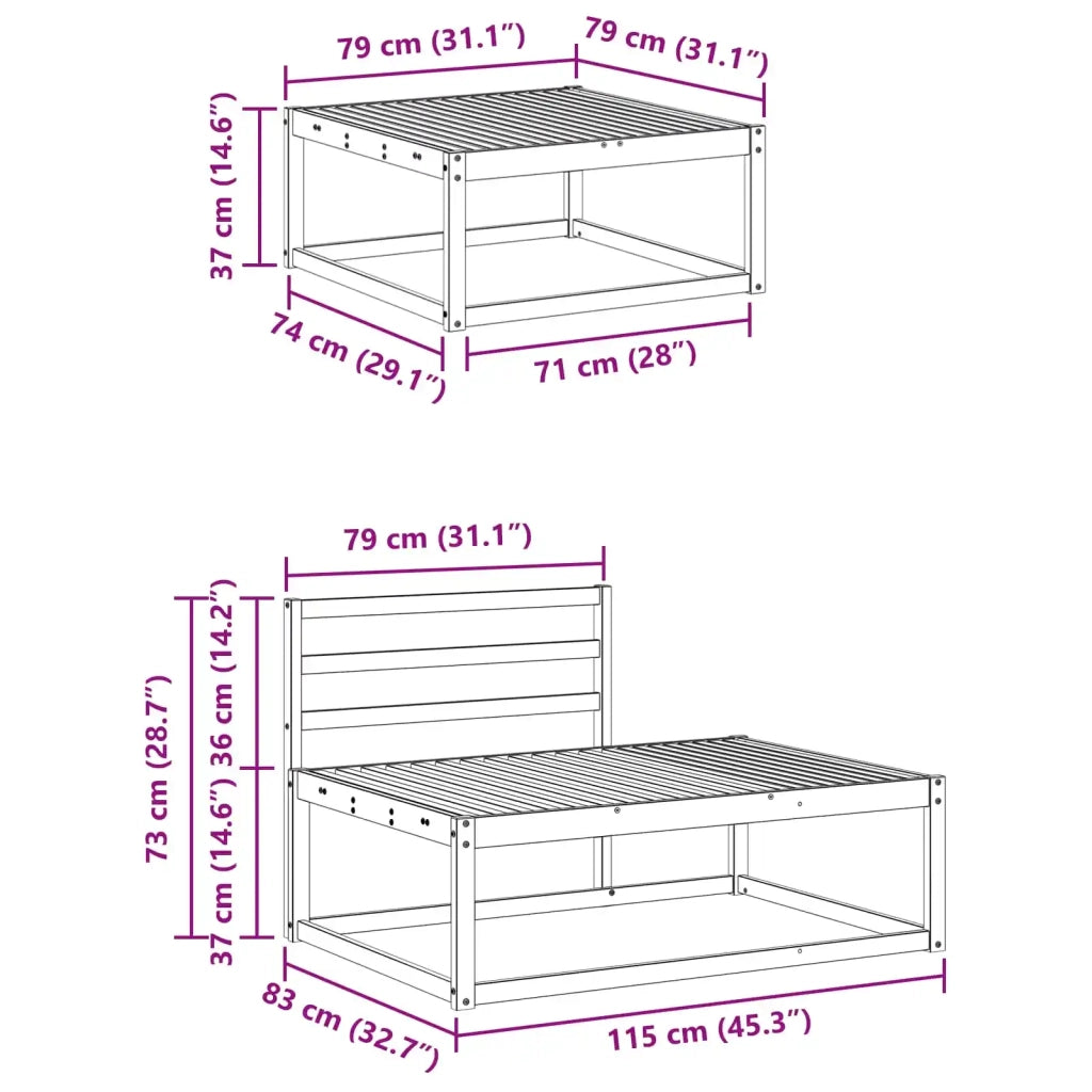 Set di divani da esterno Bianco 79 x 79 x 37 cm 3386993