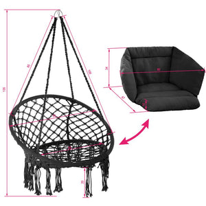 ELISA poltrona sospesa amaca mobili da giardino diametro 80 cm nero 2208166