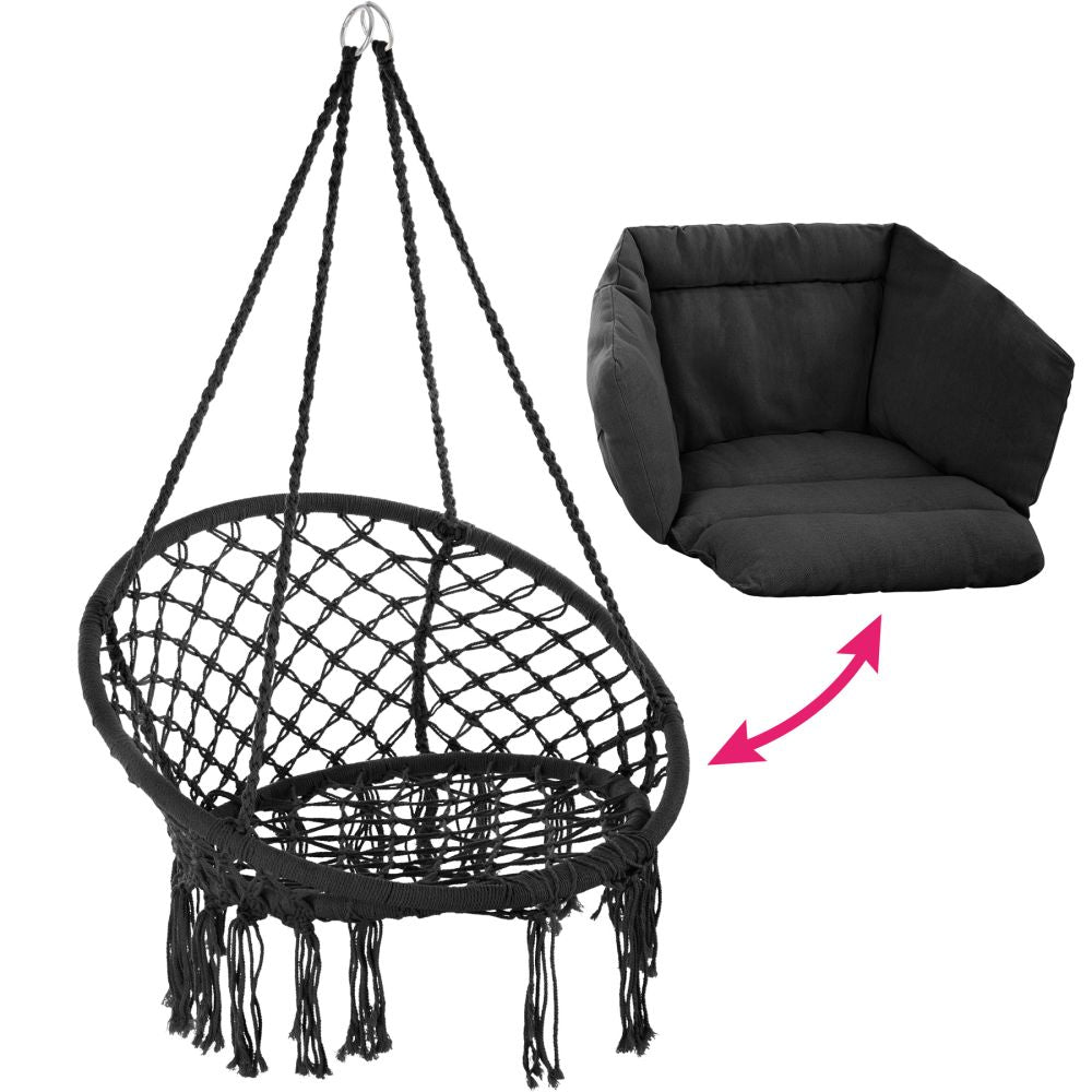 ELISA poltrona sospesa amaca mobili da giardino diametro 80 cm nero 2208166