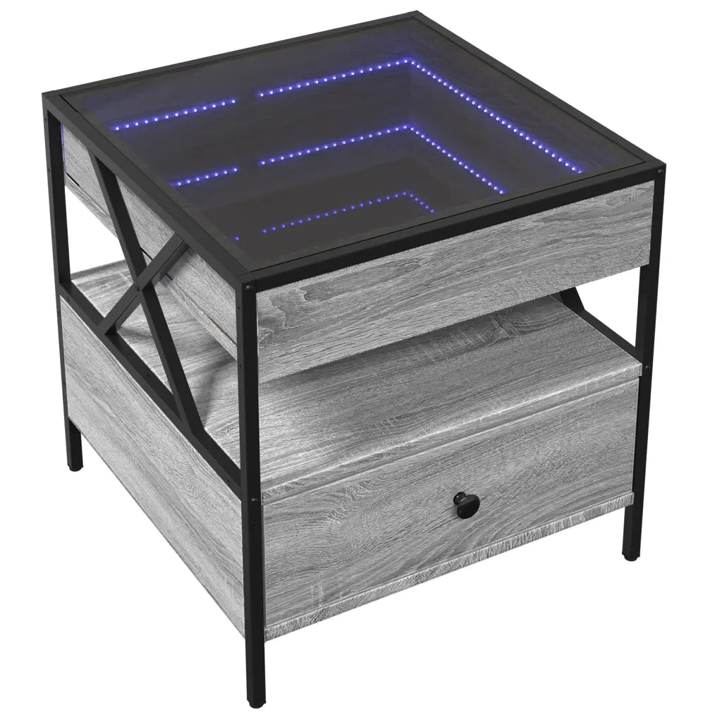 Tavolino da salotto | Tavolino da caff¨¨ | Tavolino da Soggiorno con LED Infinity Grigio Sonoma 50x50x51 cm