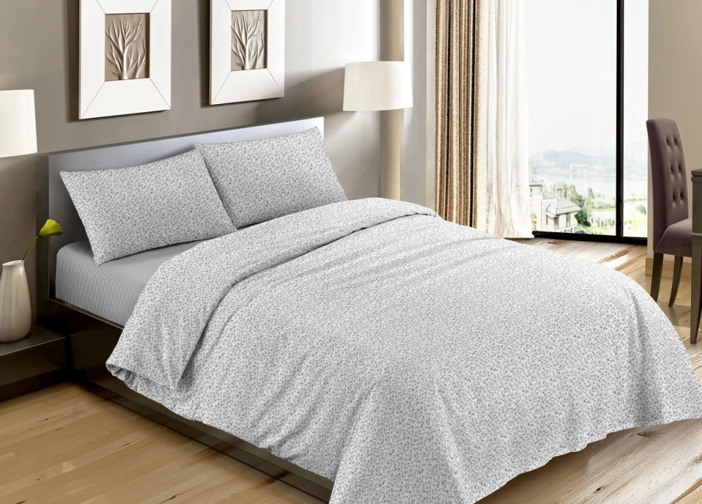 Completo Lenzuola Letto Camera In 100% Cotone Made Italy Vari Disegni RP - 2 Piazze - Stefy Grigio