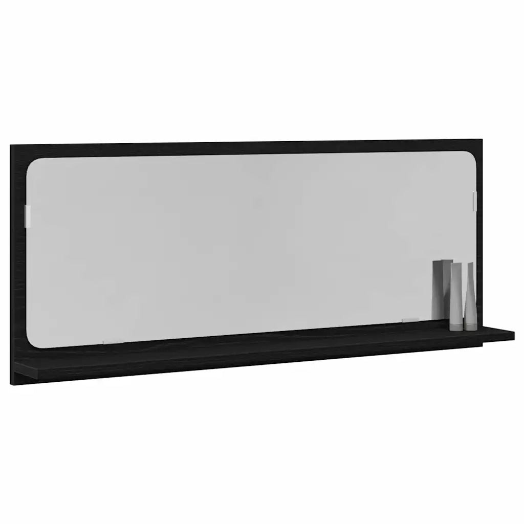 Mensola Specchio con lo scaffale Rovere Nero 90 x 10,5 x 37 cm CFW7463272