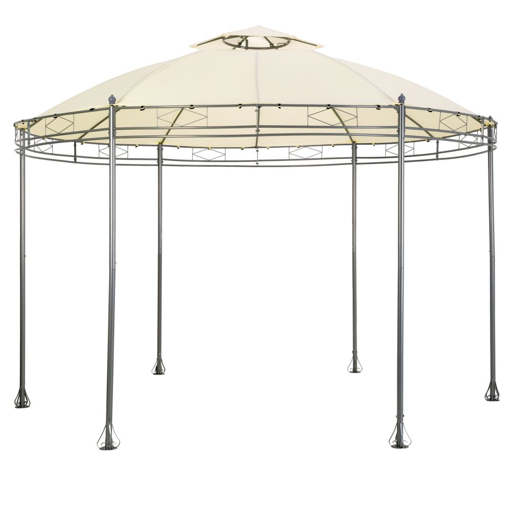 Casetta da giardino pergolato diametro 3,5 m crema 2208175