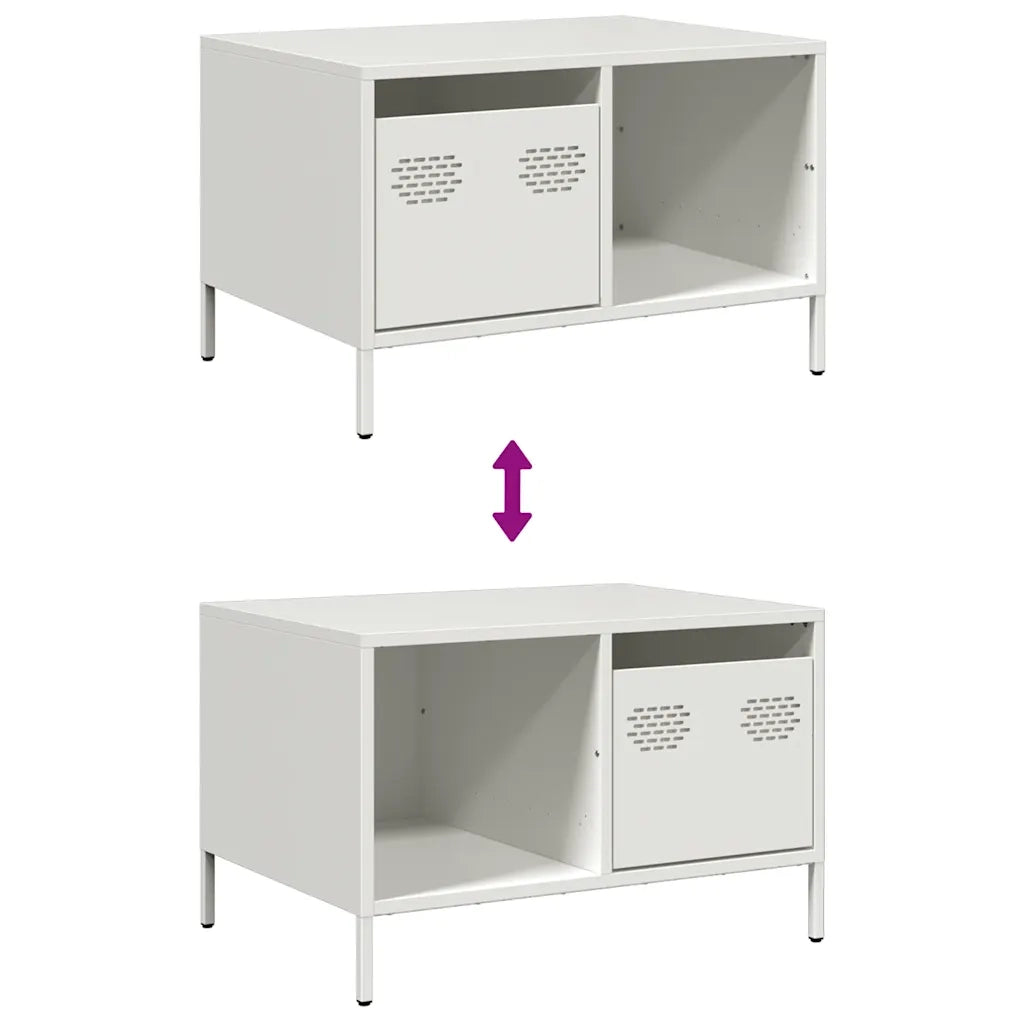 Tavolino Bianco 68,5x50x43,5 cm in Acciaio Laminato a Freddo 851285