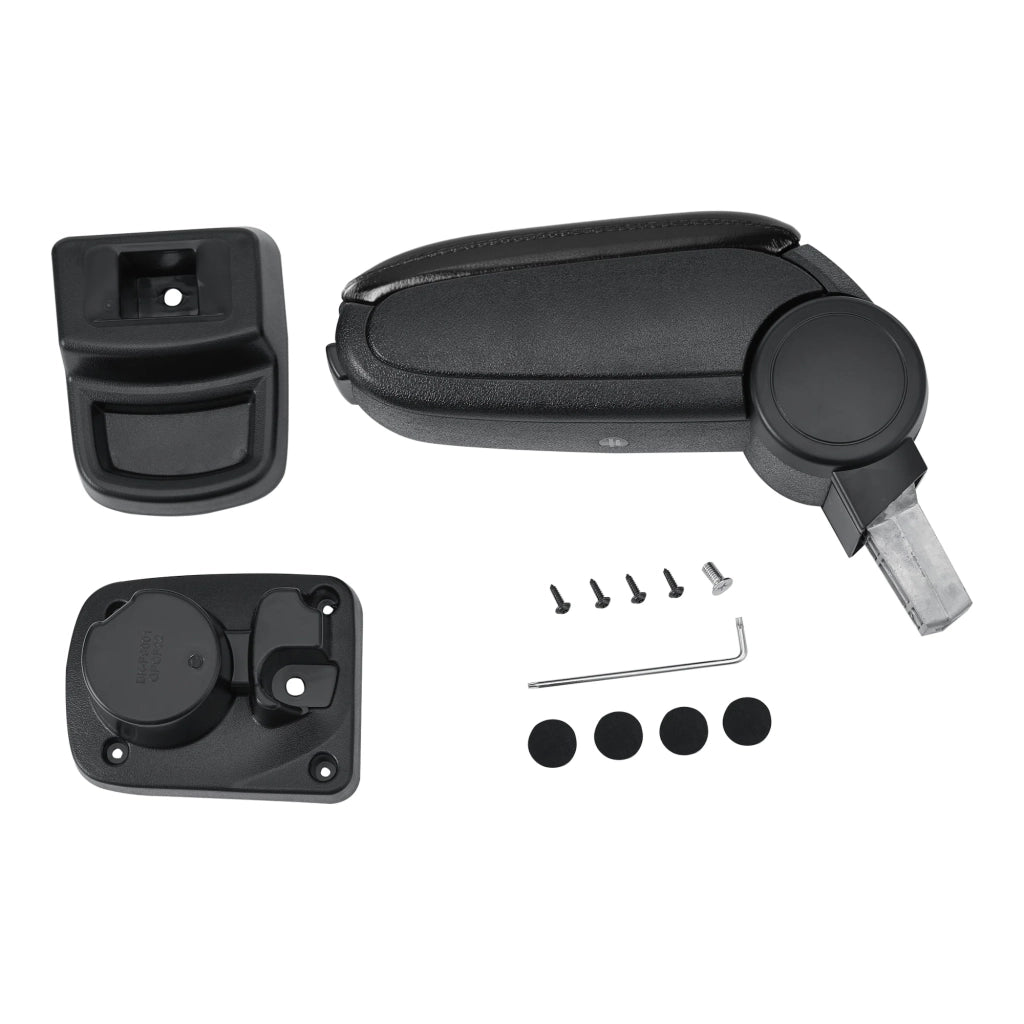 Bracciolo centrale per Opel Corsa F dal 2019 in poi similpelle nera con cuciture nere 03_0008843