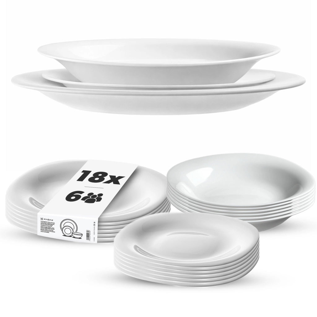 Set di stoviglie KADAX da 18 piatti, colore bianco