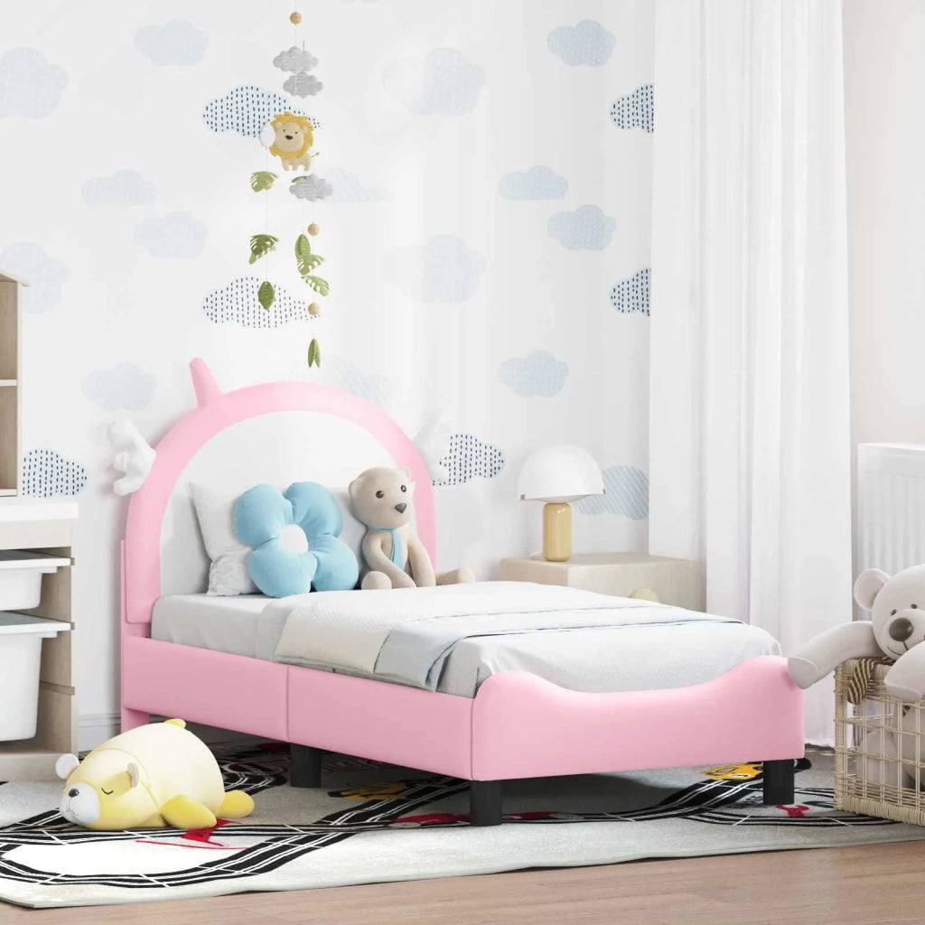 Letto singolo | Letto per adulti | Struttura letto per bambini con testata Rosa 70 x 140 cm PU