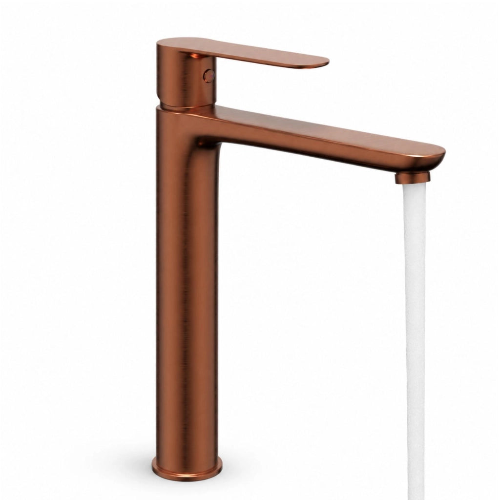 Miscelatore rubinetto oceania per lavabo con bocca alta in ottone oro rosa *** confezione 1