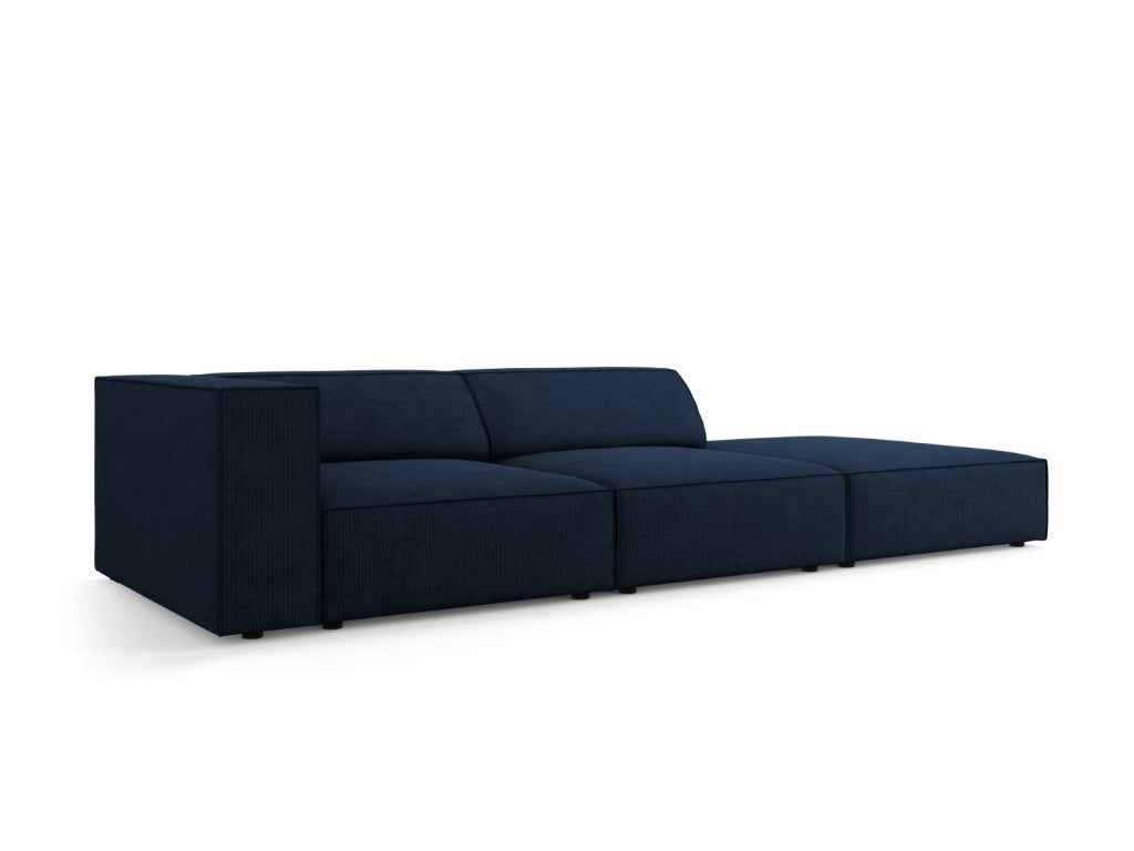 Cosmopolitan Design - Divano destro "Arendal" 4 posti in ciniglia con effetto a coste blu reale 